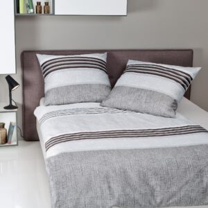 Janine Moments Mako-Satin Bettwäsche 200x200 Streifen braun-grau 98031-08 EAN:4004565574231