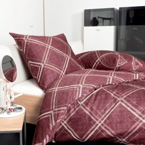 Janine Moments Mako-Satin Bettwäsche 200x220 Rauten weinrot 98032-01 EAN:4004565574361