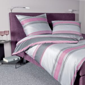 Janine Moments Mako-Satin Bettwäsche 240x220 Streifen rosa-grau 98033-05 EAN:4004565574453