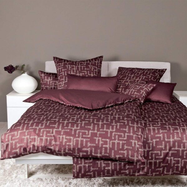 Janine Messina Mako-Satin Bettwäsche 135x200 Wende Labyrinth weinrot 43047-01 EAN:4004565609544