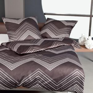 Janine Messina Mako-Satin Bettwäsche 135x200 Zickzack braun 43068-07 EAN:4004565611851