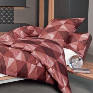 Janine Messina Mako-Satin Bettwäsche 135x200 Dreiecke rotbraun rost 43069-01 EAN:4004565611929