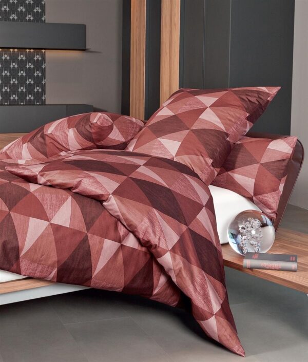 Janine Messina Mako-Satin Bettwäsche 135x200 Dreiecke rotbraun rost 43069-01 EAN:4004565611929