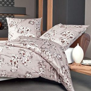 Janine Messina Mako-Satin Bettwäsche 155x220 Blumen Blüten beige braun 43074-07 EAN:4004565613466