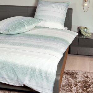 Janine Moments Mako-Satin Bettwäsche 200x200 Streifen mineralgrün grau 98038-06 EAN:4004565631811