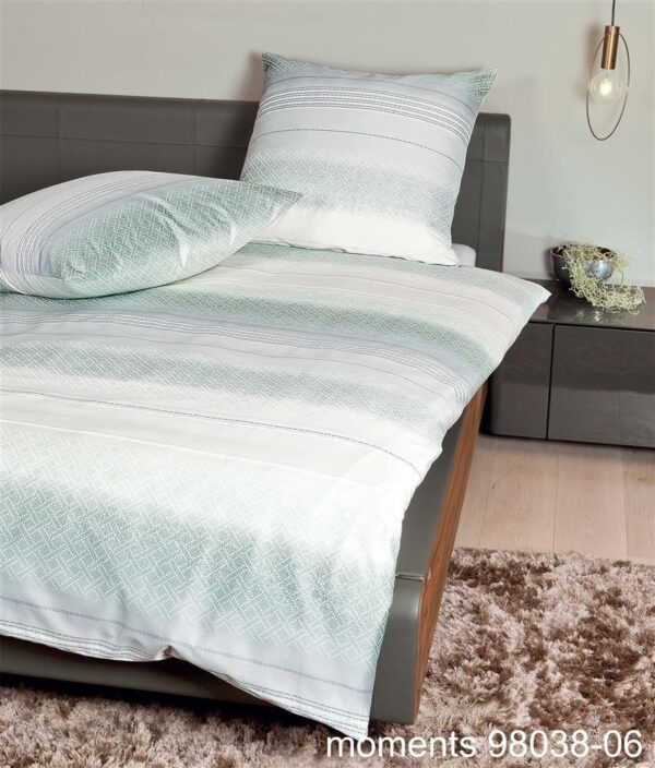 Janine Moments Mako-Satin Bettwäsche 200x200 Streifen mineralgrün grau 98038-06 EAN:4004565631811