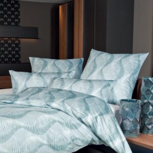 Janine Messina Mako-Satin Bettwäsche 155x220 Wellen Spiralen petrol 43083-02 EAN:4004565641278