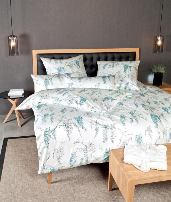 Janine Messina Mako-Satin Bettwäsche 155x220 Blumen Blauregen petrol blau 430... EAN:4004565642930