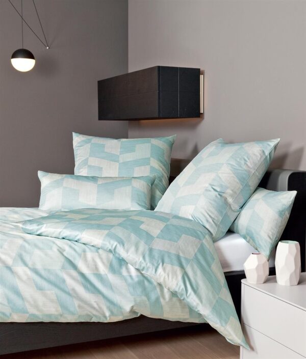 Janine Messina Mako-Satin Bettwäsche 135x200 Geometrisch mint silber 43088-06 EAN:4004565643890