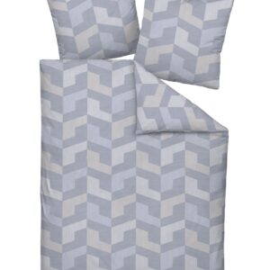 Janine Messina Mako-Satin Bettwäsche 155x220 Rauten blau silber 43088-02 EAN:4004565643920