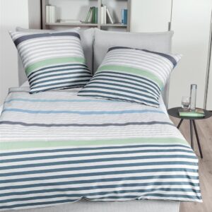 Janine J.D. Mako-Satin Bettwäsche 200x220 Streifen grün aqua blau petrol 8704... EAN:4004565690696