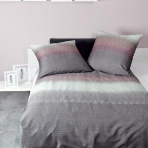 Janine Moments Mako-Satin Bettwäsche 240x220 Streifen grau rosa traube 98041-05 EAN:4004565692249