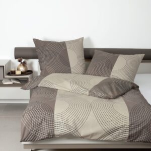 Janine Feinbiber Bettwäsche Davos 135x200 Kreise Ringe beige braun 65074-07 EAN:4004565716273