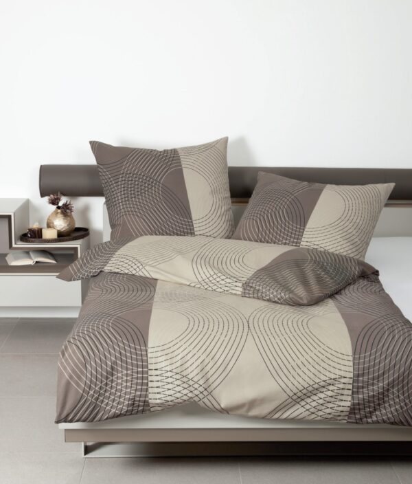 Janine Feinbiber Bettwäsche Davos 135x200 Kreise Ringe beige braun 65074-07 EAN:4004565716273