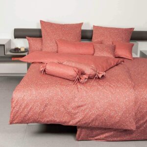 Janine Messina Mako-Satin Bettwäsche 155x220 Wende Blätter koralle 43105-01 EAN:4004565724377