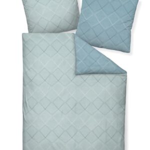 Janine J.D. Mako-Satin Bettwäsche 240x220 Rauten blau steinblau Wende 87053-02 EAN:4004565761884