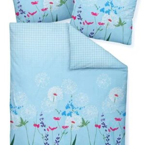 Janine Moments Mako-Satin Bettwäsche 240x220 Pusteblume Vintage blau 98053-02 EAN:4004565769439