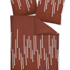 Janine J.D. Mako-Satin Bettwäsche 200x200 Streifen rubin rot silber 87055-01 EAN:4004565916055