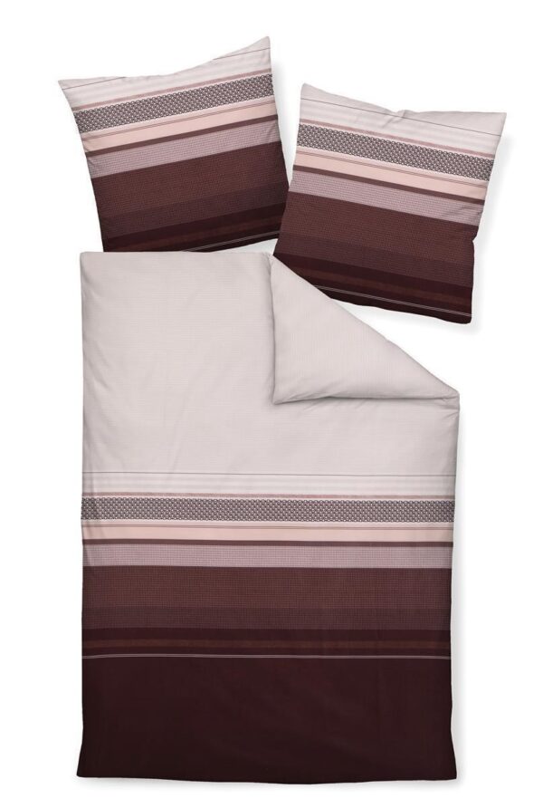 Janine J.D. Mako-Satin Bettwäsche 135x200 Streifen mauve rosenholz 87058-01 EAN:4004565916383