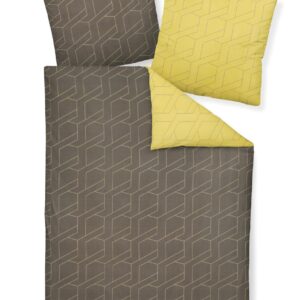 Janine Loft Mako-Satin Bettwäsche 200x220 Wende taupe braun cylongelb 95003-07 EAN:4004565976677