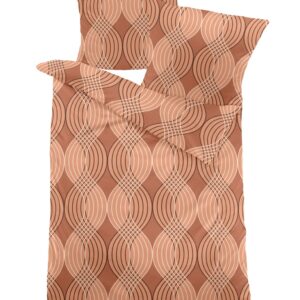 Dormisette Fein Biber Bettwäsche 135x200 Wellen Spiralen orange natur 4174-80 EAN:4005122011411