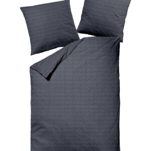 Dormisette Fein Flanell Bettwäsche 135x200 Zickzack blau marine uni 1034-52 EAN:4005122056498