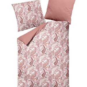 Dormisette Edel Biber Bettwäsche 155x220 Paisley Punkte rosa terra Wende 1014-20 EAN:4005122069085