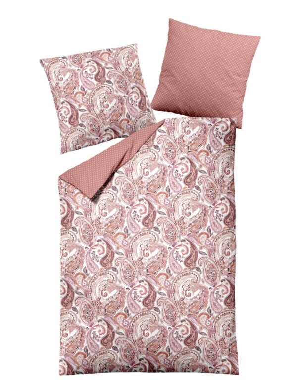 Dormisette Edel Biber Bettwäsche 155x220 Paisley Punkte rosa terra Wende 1014-20 EAN:4005122069085