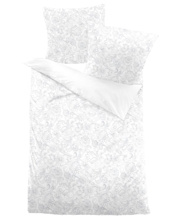 Dormisette Edel Biber Bettwäsche 135x200 Blumen Paisley Wende silber weiß 162... EAN:4005122428479