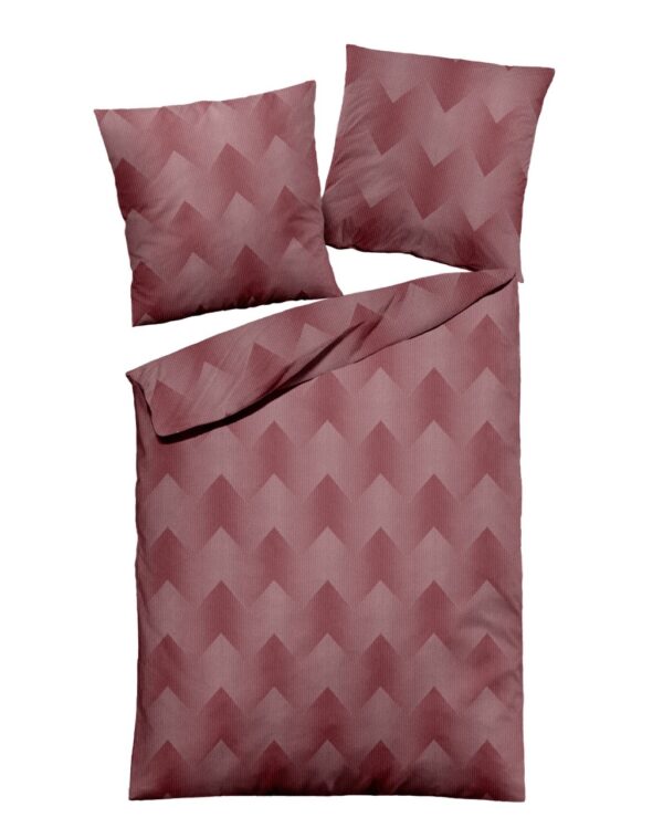 Dormisette Fein Flanell Bettwäsche 135x200 Jacquard Zickzack rot uni 1660-20 EAN:4005122552464