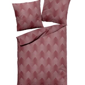 Dormisette Fein Flanell Bettwäsche 155x220 Zickzack rot uni Melange 1660-20 EAN:4005122552471