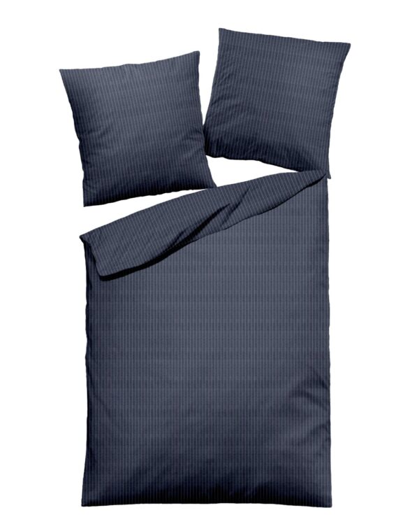 Dormisette Fein Flanell Bettwäsche 135x200 blau Nadelstreifen Melange 1666-52 EAN:4005122553034