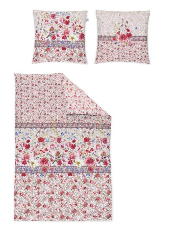 Irisette Glamour Mako-Satin Bettwäsche 155x220 Rosen Blumen bunt rosa 8864-60 EAN:4005367110894