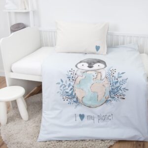 Herding Baby Kinder Renforce Bettwäsche Pinguin Weltkugel 100x135 cm EAN:4006891958174