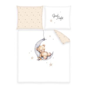 Herding süße Baby Wende Wiegen Bettwäsche Teddy Mond Sterne beige 80x80 + 35x40 EAN:4006891970657