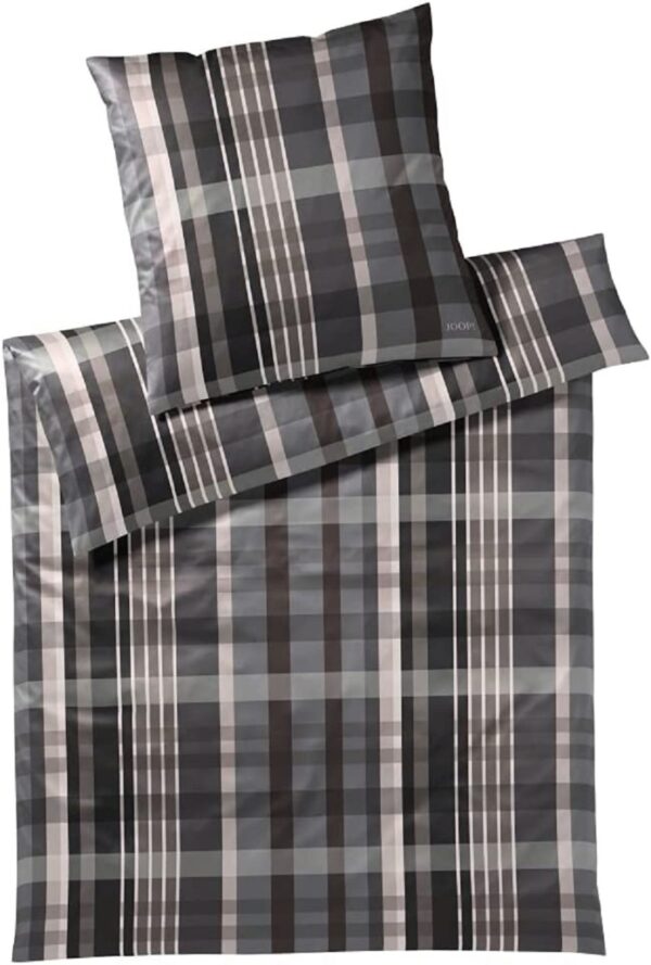 Joop! Mako-Satin Bettwäsche 135x200 Checks stone Karo grau taupe 4098-9 EAN:4029058224592