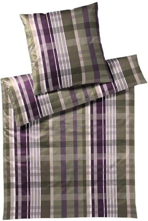 Joop! Mako-Satin Bettwäsche 135x200 Checks ivy Karo grün pflaume 4098-4 EAN:4029058240875