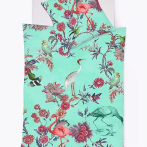 Fleuresse Mako-Satin Bettwäsche 135x200 Flamingo Vögel Tropik türkis 023513-19 EAN:4043202486506