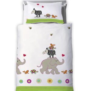 Fleuresse Kinder Baby Bettwäsche 100x135 cm Elefant Zerba Zoo grün weiß 14393... EAN:4043202587012