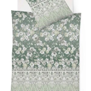 Fleuresse Mako-Satin Bettwäsche 155x220 Ornamente Blumen grün grau 113804-5 EAN:4043202594928