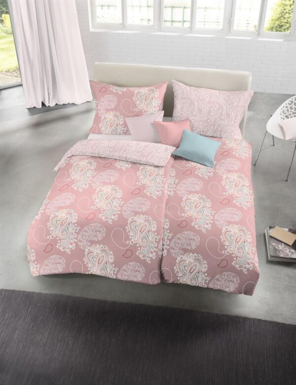 Fleuresse Mako-Satin Bettwäsche 155x220 Wende Paisley rosa 114108-4 EAN:4043202598841