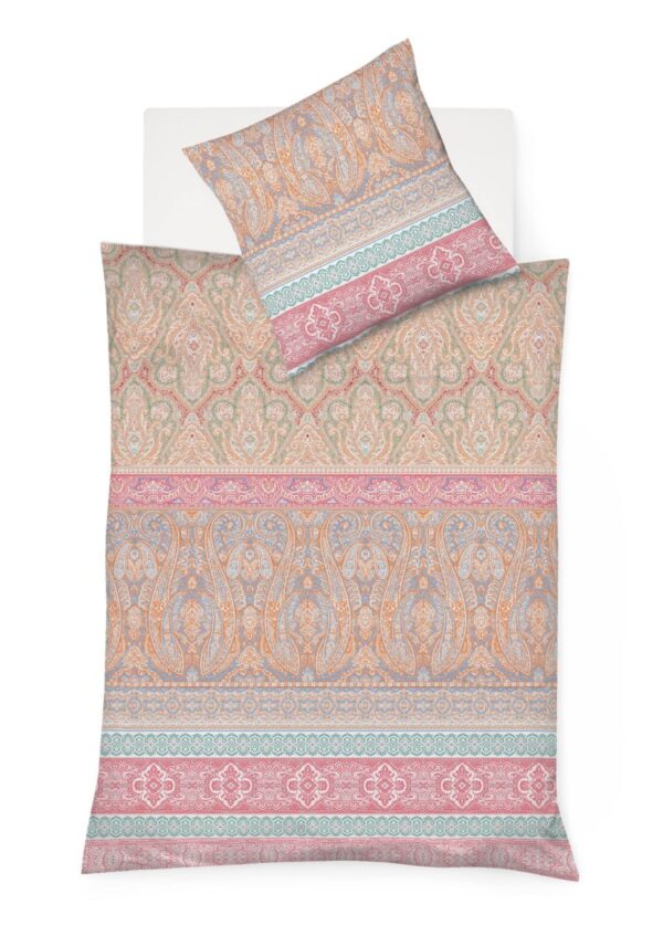 Fleuresse Mako-Satin Bettwäsche 135x200 Ornamente Paisley apricot pink 114128-13 EAN:4043202624335