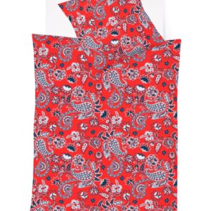 Fleuresse Mako-Satin Bettwäsche 155x220 Paisley blau rot 114285-09 EAN:4043202626285