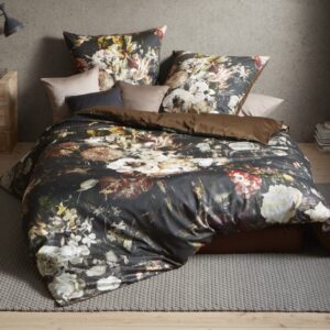 Fleuresse Mako-Satin Bettwäsche 155x220 Blüten Rosen grau braun Wende 114295-07 EAN:4043202630015