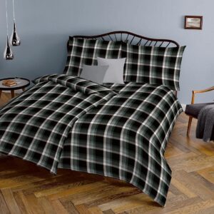 Fleuresse Lech Edelflanell Bettwäsche 240x220 Karo schwarz weiß grau 604308-01 EAN:4043202631203