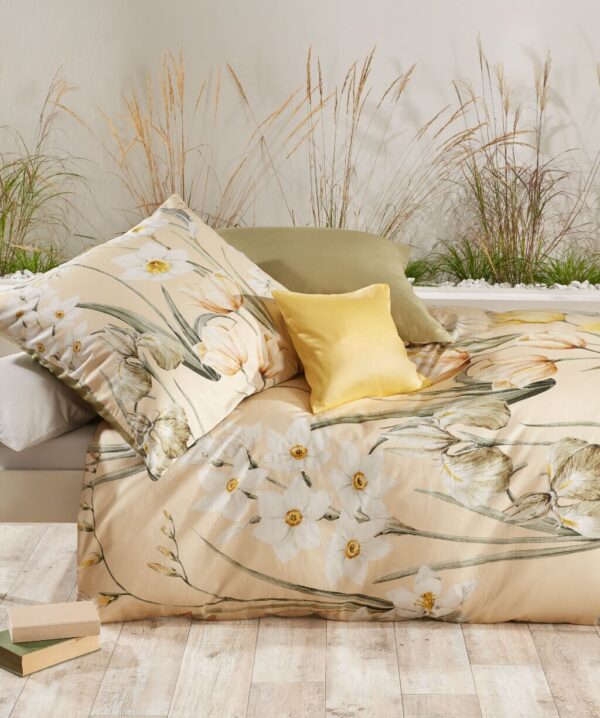 Fleuresse Mako-Satin Bettwäsche 135x200 Gräser Blumen creme safari 114349-03 EAN:4043202642261