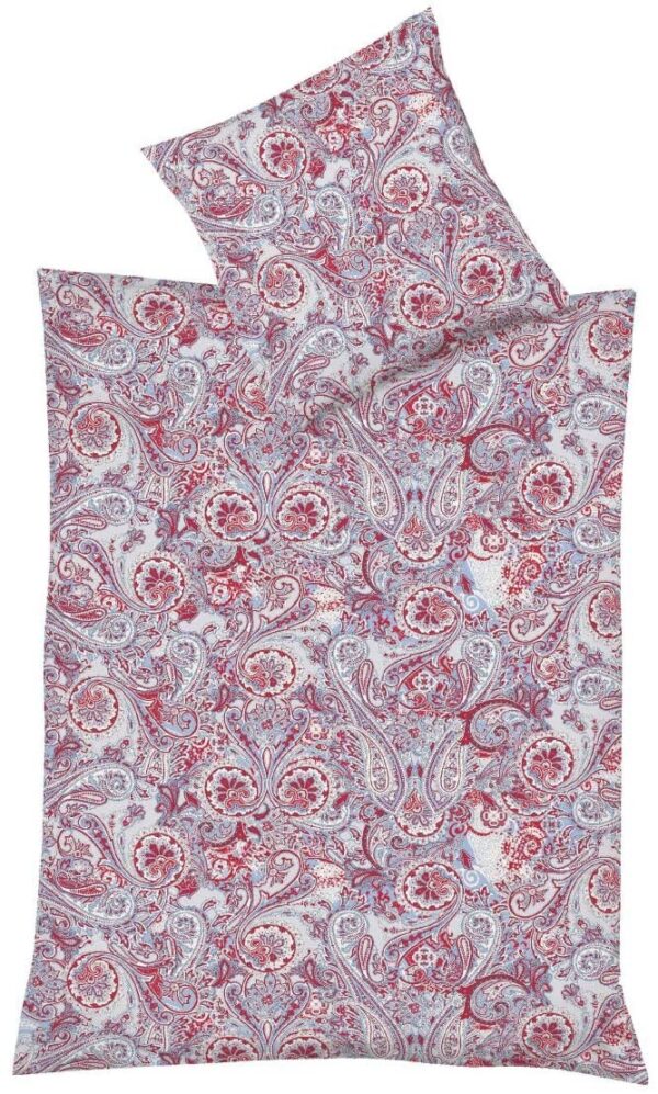 Fleuresse Mako-Satin Bettwäsche 155x220 Paisley blau rot weiß 114296-12 EAN:4043202648447