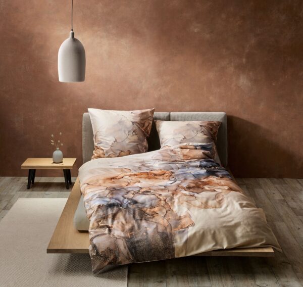 Fleuresse Mako-Satin Bettwäsche 135x200 Aquarell Marmor beige rost 114455-07 EAN:4043202667028