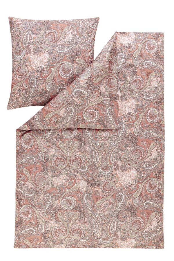 Estella Mako-Satin Bettwäsche 155x220 Elarda Paisley orange lachs 7437-390 EAN:4053912379364