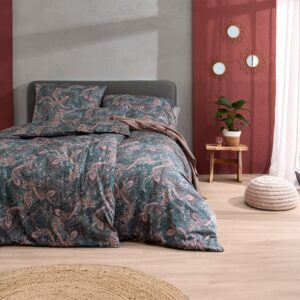 Estella Mako-Satin Bettwäsche 155x220 Tiberio petrol rost Paisley 7572-50 EAN:4053912382678